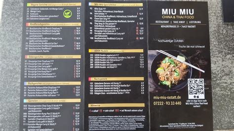 Speisekarte Miu Miu China & Thai Food in Baden